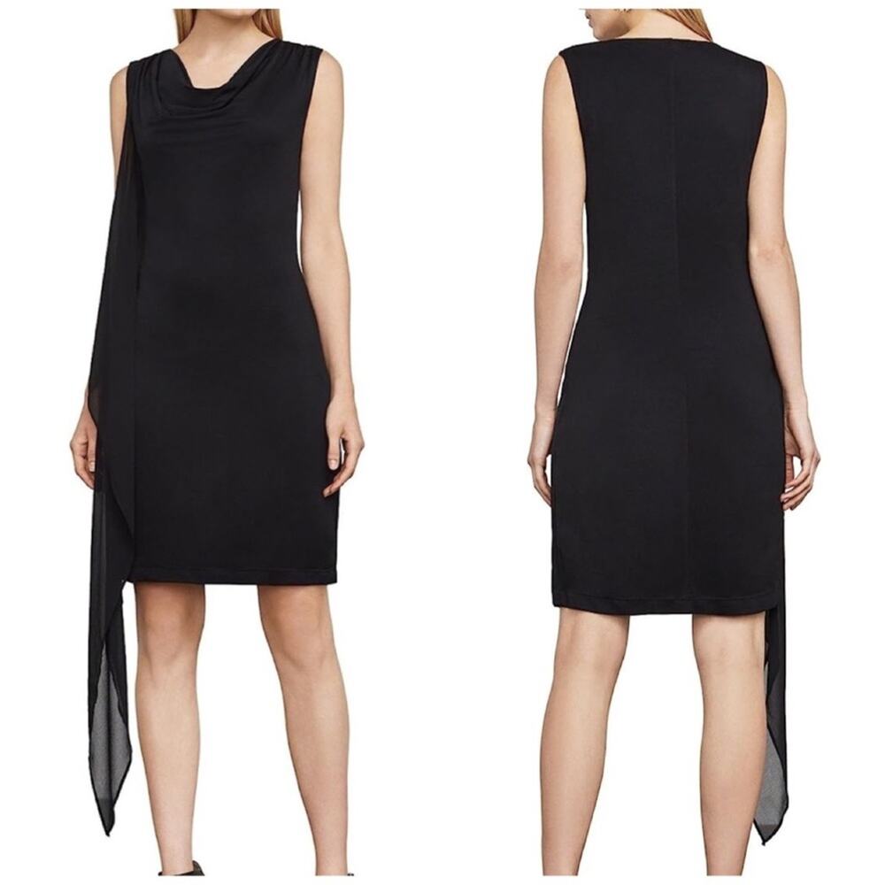 BCBGMaxAzria Malory Women's Cascade Side Drape Dress Black Size‎ XS